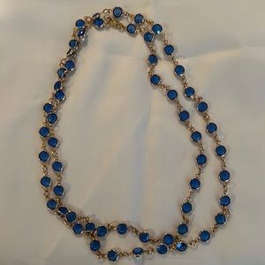 Blue crystal necklace, gold tone